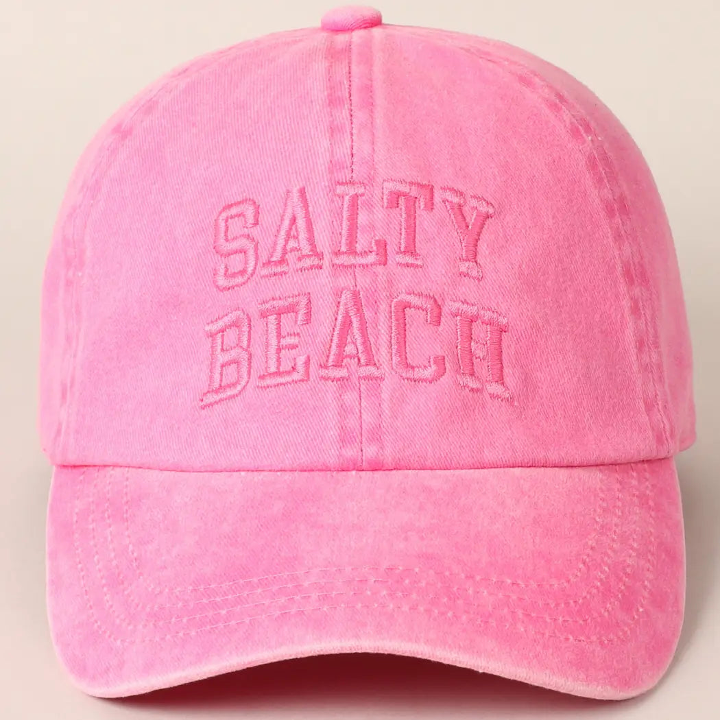 Salty Beach Text Embroidery Baseball Cap