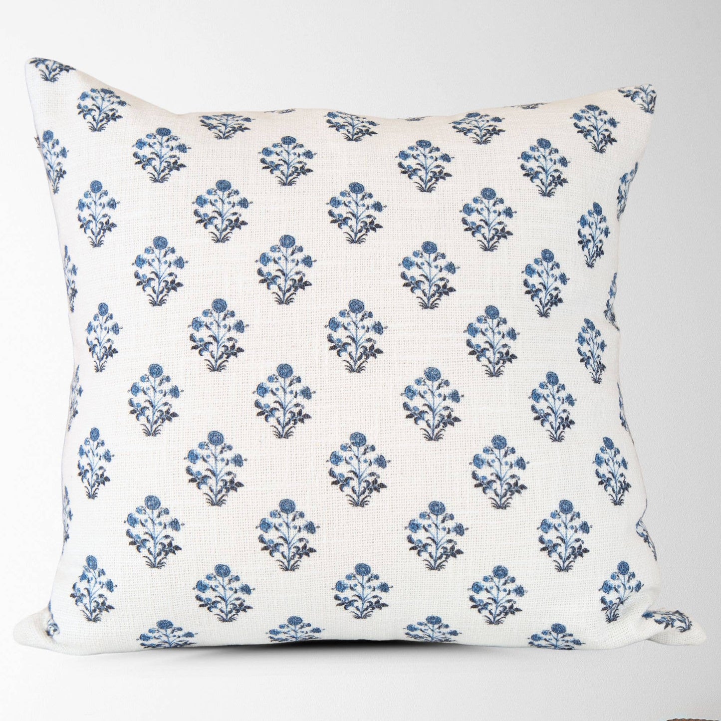 Blue Floral Block Print Pillow