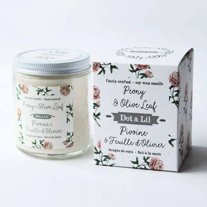 Peony and Olive Leaf candle
