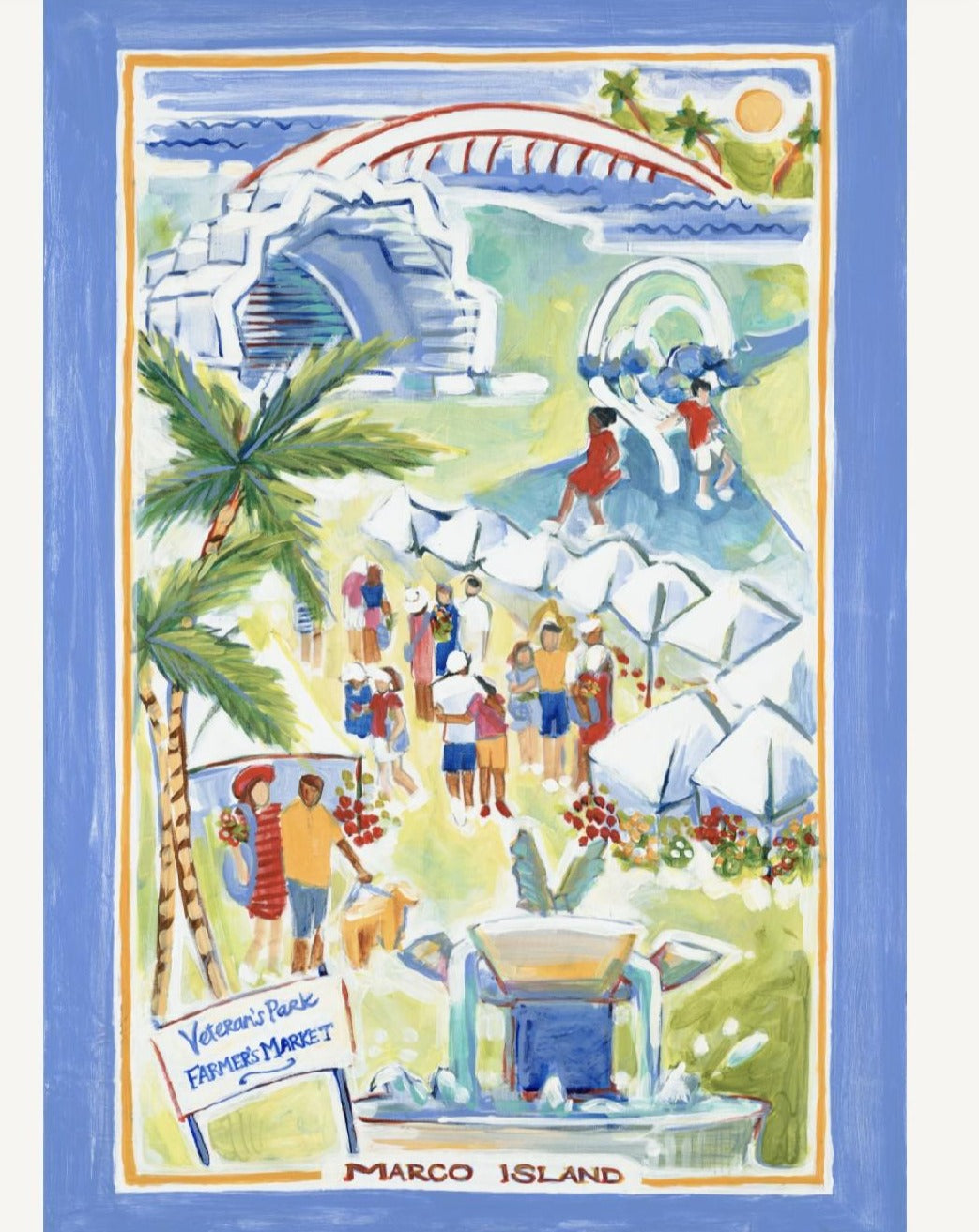 Marco Island Map Tea Towel