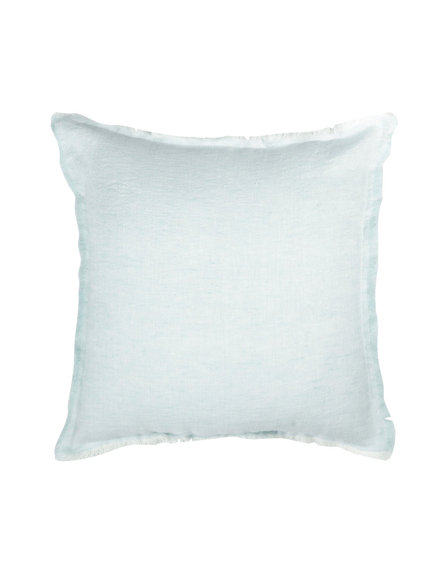 Light Aqua Fringe Soft Linen Pillow-24x24 Down Alternative Insert