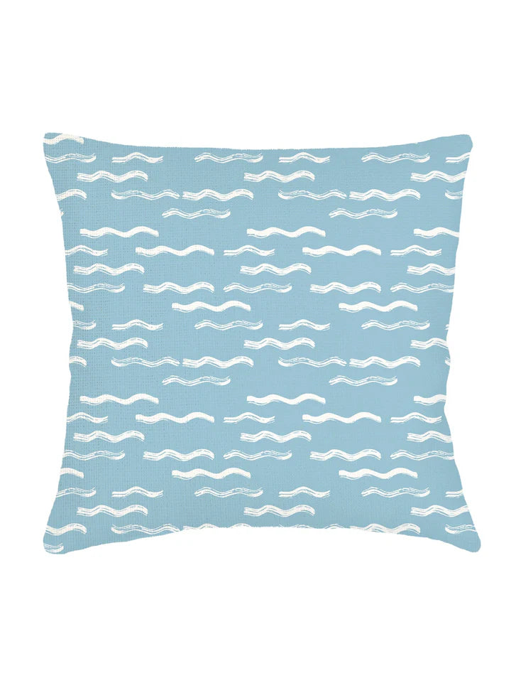 Wave Pool Blue Linen Pillows