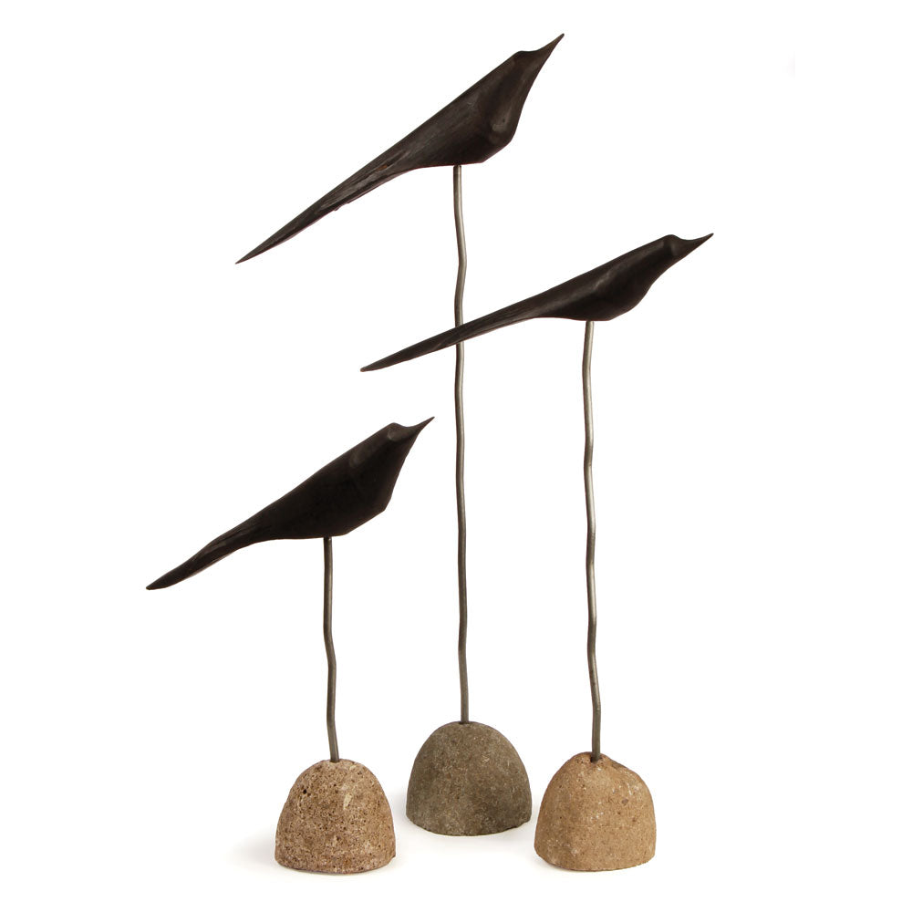 The Flock Bird Carving Set of 3 Dark