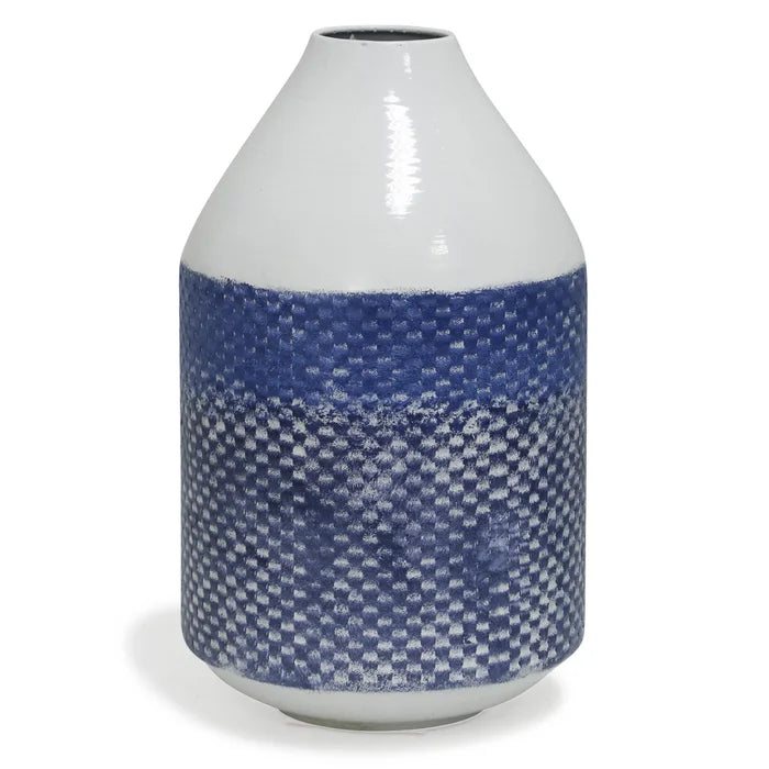Traditional Checkered Metal Vase