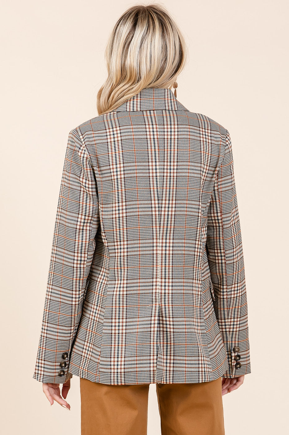 Plaid Double Breasted Relaxed Fit Blazer