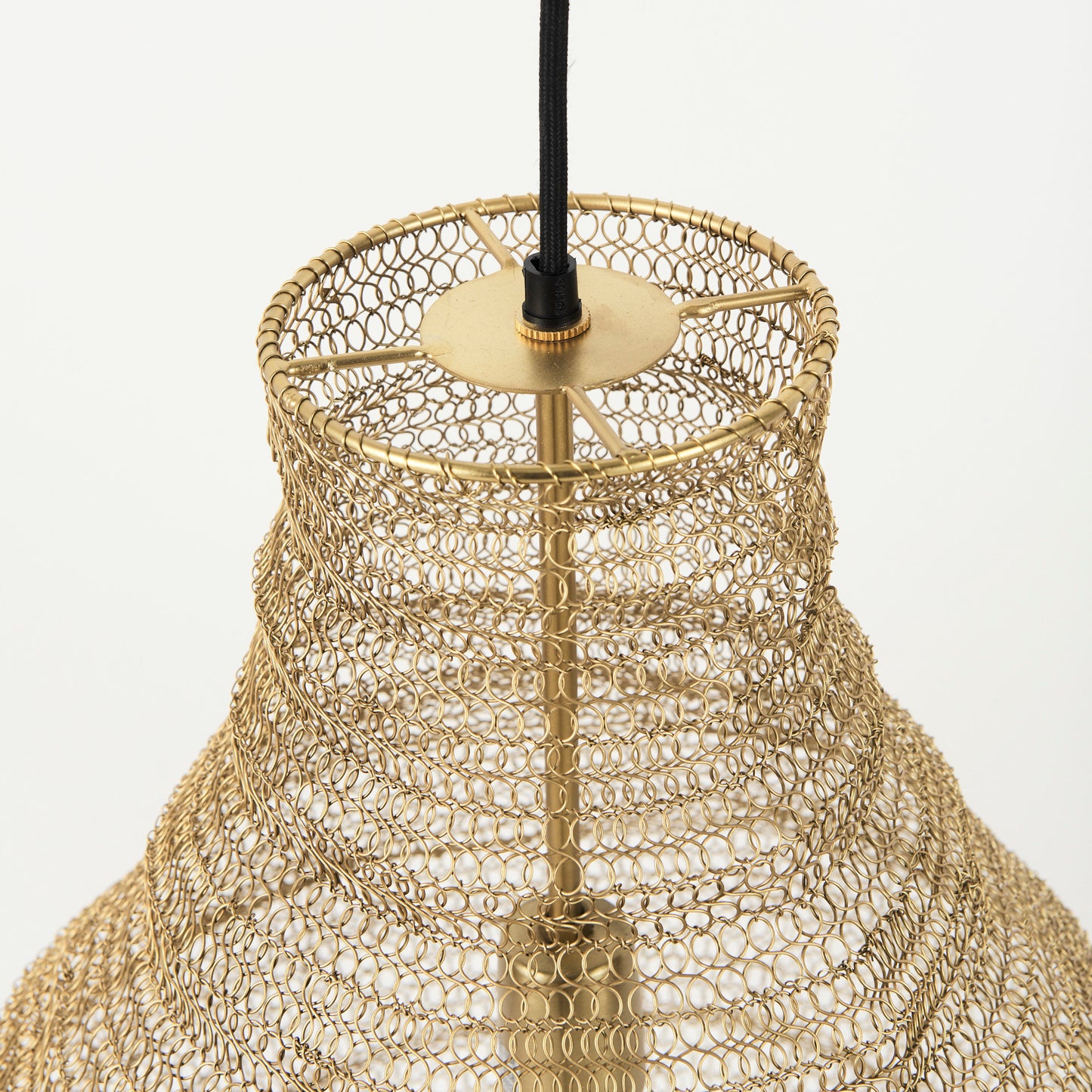 Gold Mesh and Iron Pendant Light-16.0L x 16.0W x 20.0H