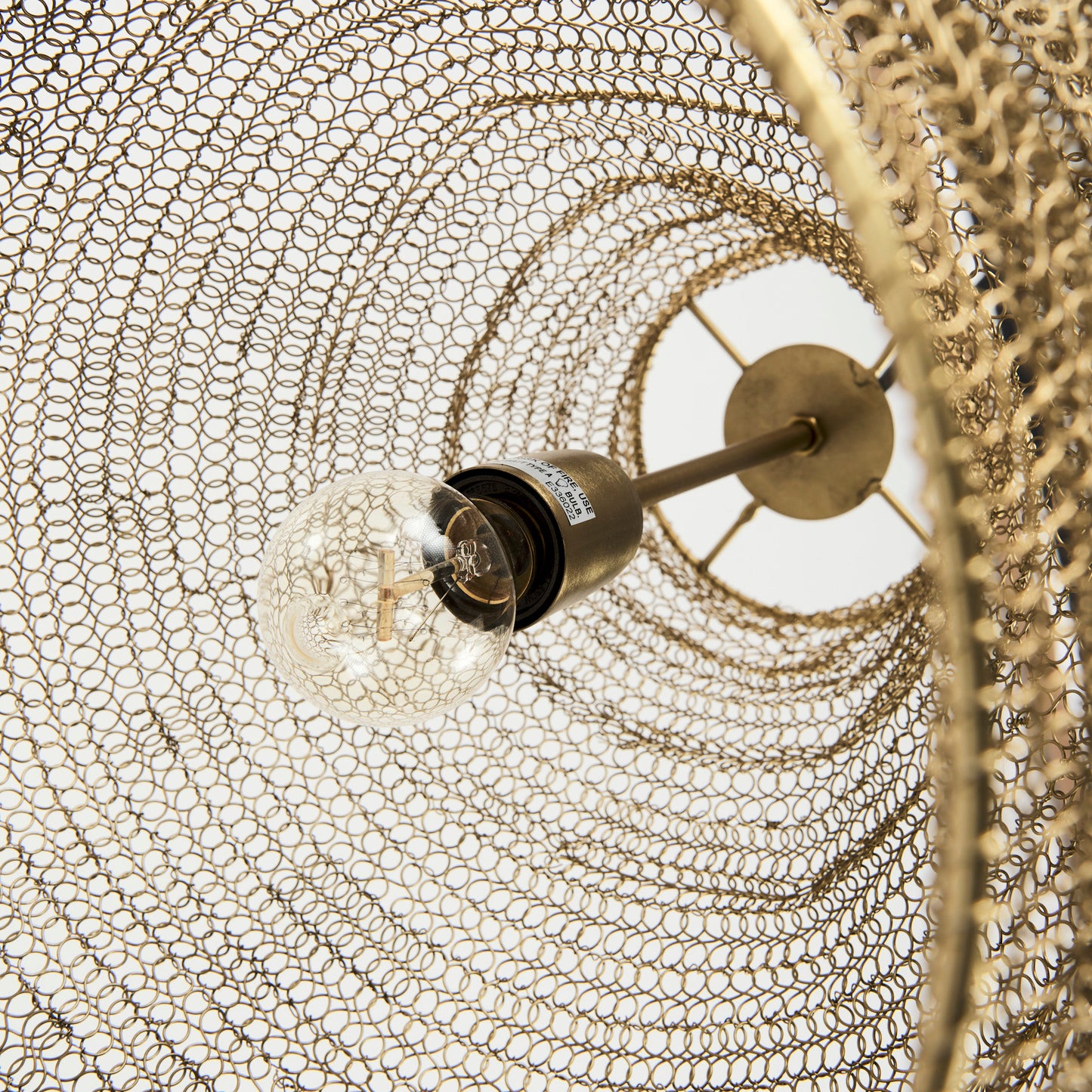 Gold Mesh and Iron Pendant Light-16.0L x 16.0W x 20.0H