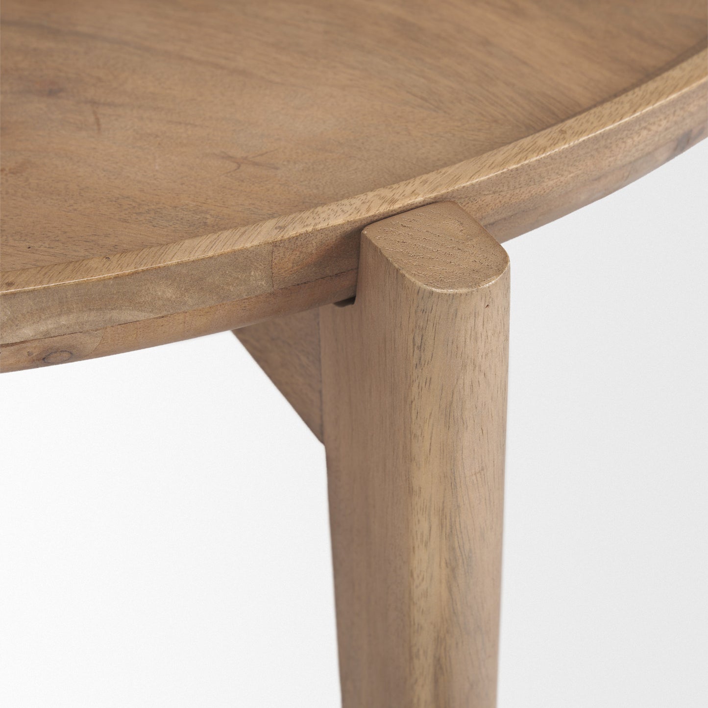 Round Brown Solid Wood Nesting Coffee Tables