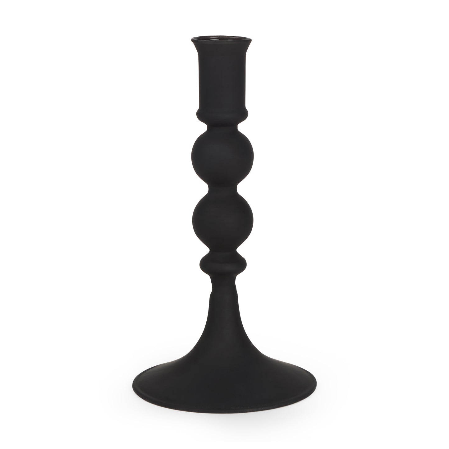 Matte Black Blown Glass Candlestick
