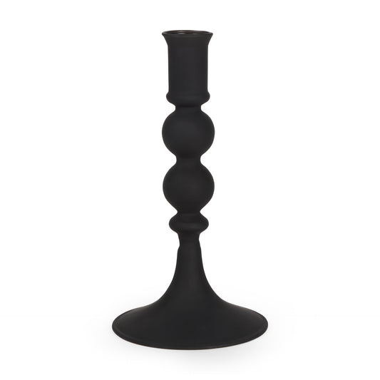 Matte Black Blown Glass Candlestick