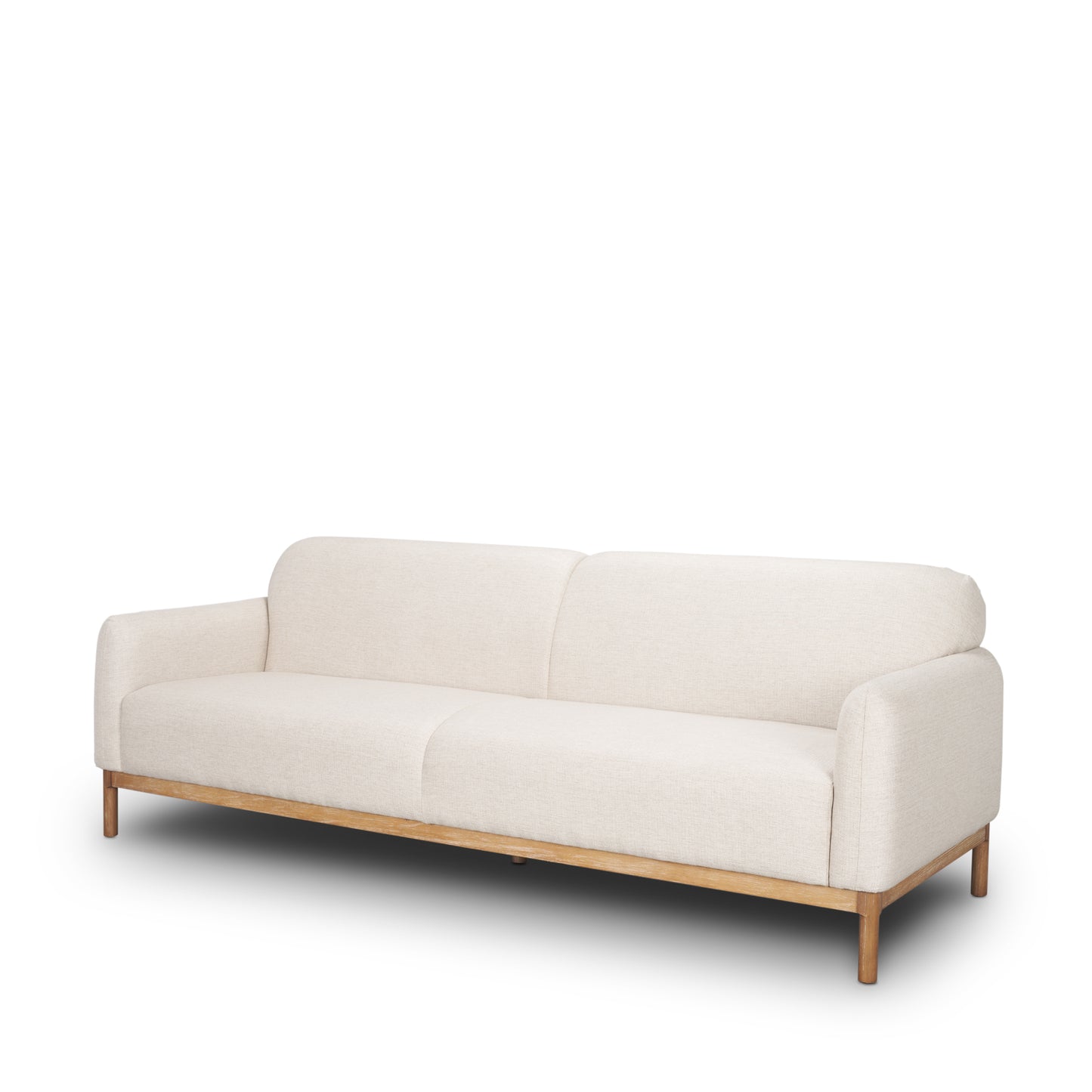 Hale Sofa,  Medium Brown Wood and Oatmeal Fabric