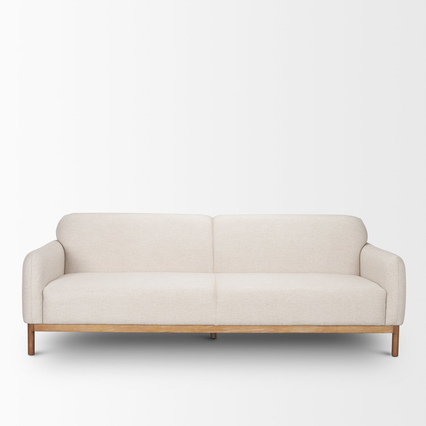 Hale Sofa,  Medium Brown Wood and Oatmeal Fabric
