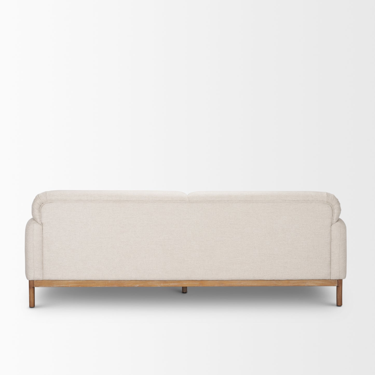 Hale Sofa,  Medium Brown Wood and Oatmeal Fabric