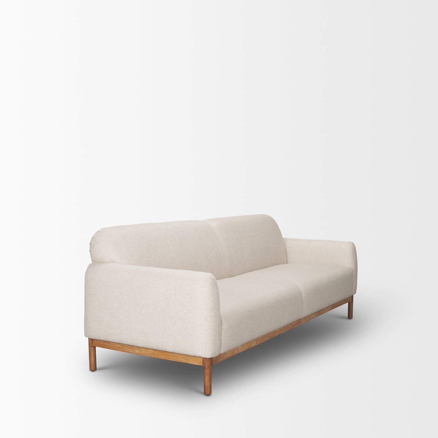 Hale Sofa,  Medium Brown Wood and Oatmeal Fabric