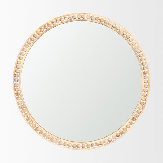 Roan Light Brown Wood Beaded Wall Mirror