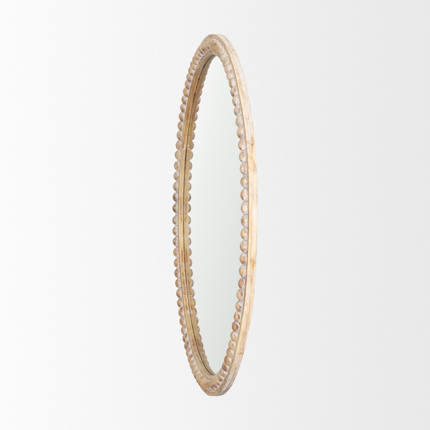 Roan Light Brown Wood Beaded Wall Mirror