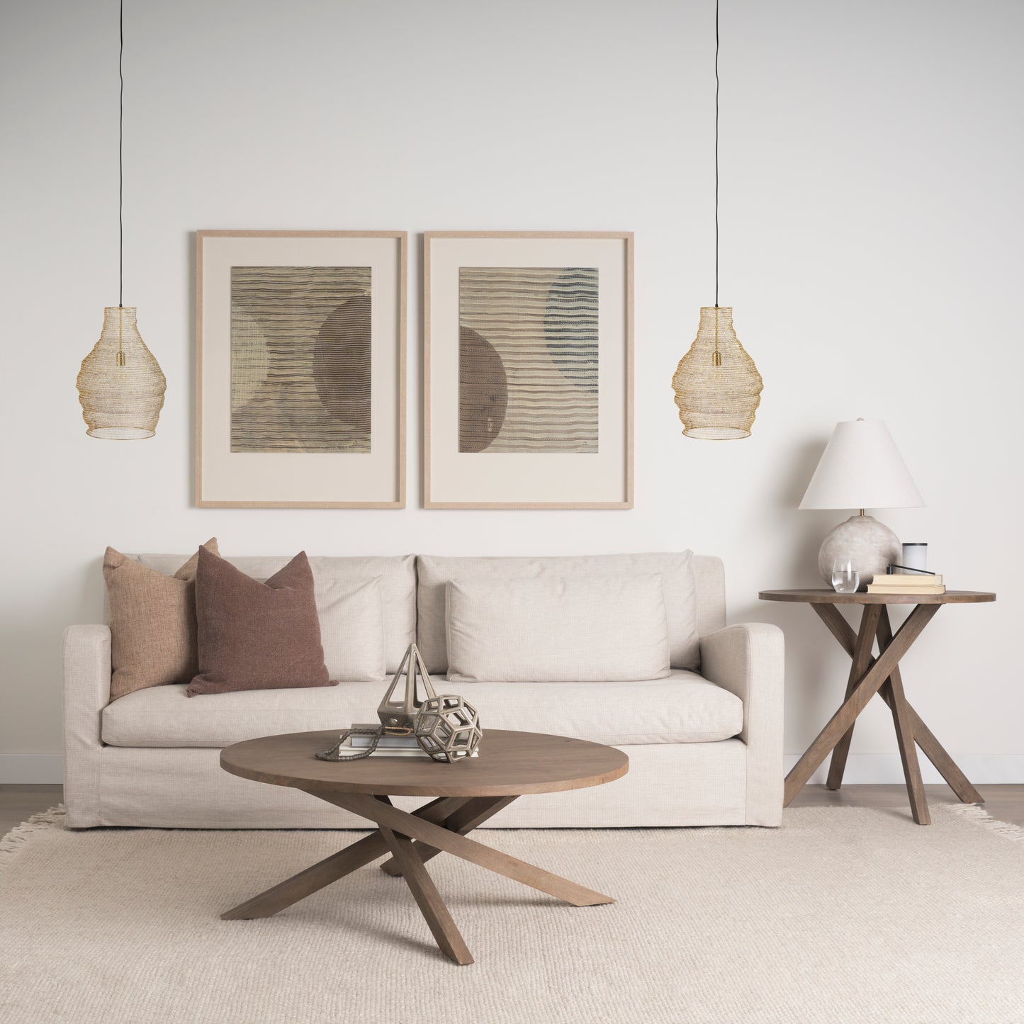Gold Mesh and Iron Pendant Light-16.0L x 16.0W x 20.0H