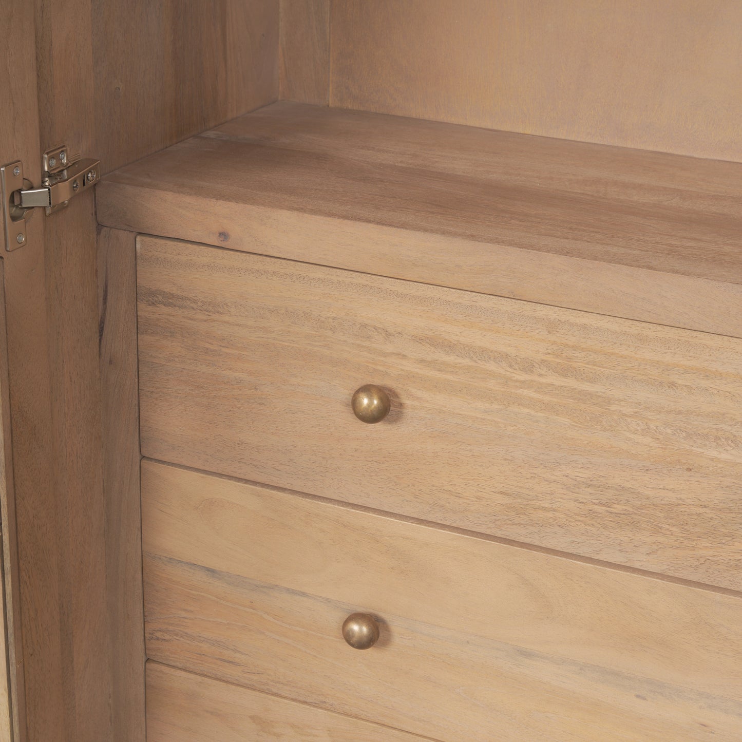 Light Brown Wood W/Glass Doors Arched Curio Cabinet
