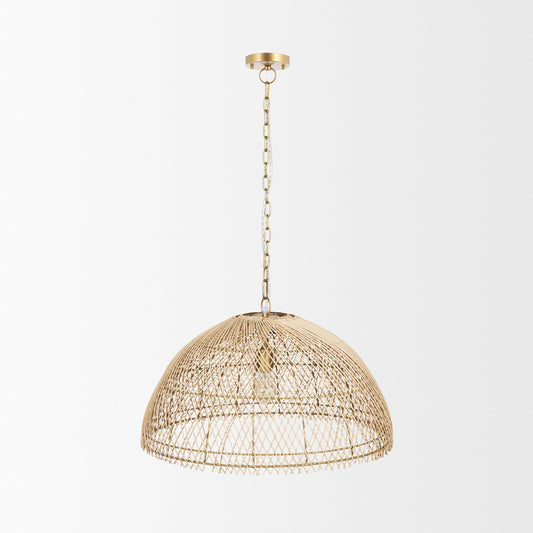 Thad 1-Light Natural Woven Rattan Dome Pendant