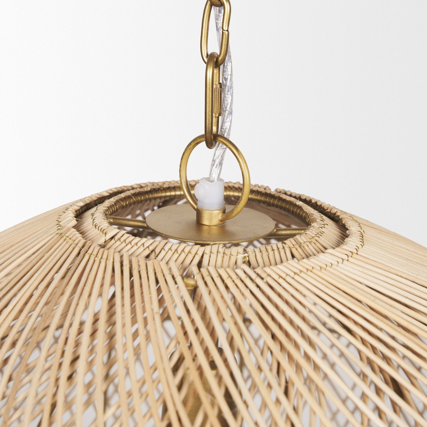 1-Light Natural Woven Rattan Dome Pendant