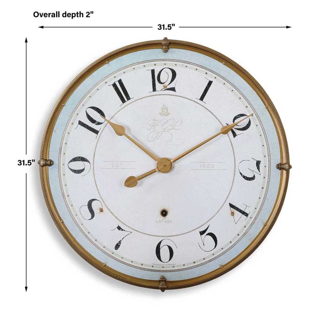 Antique Round Gold Metal Wall Clock