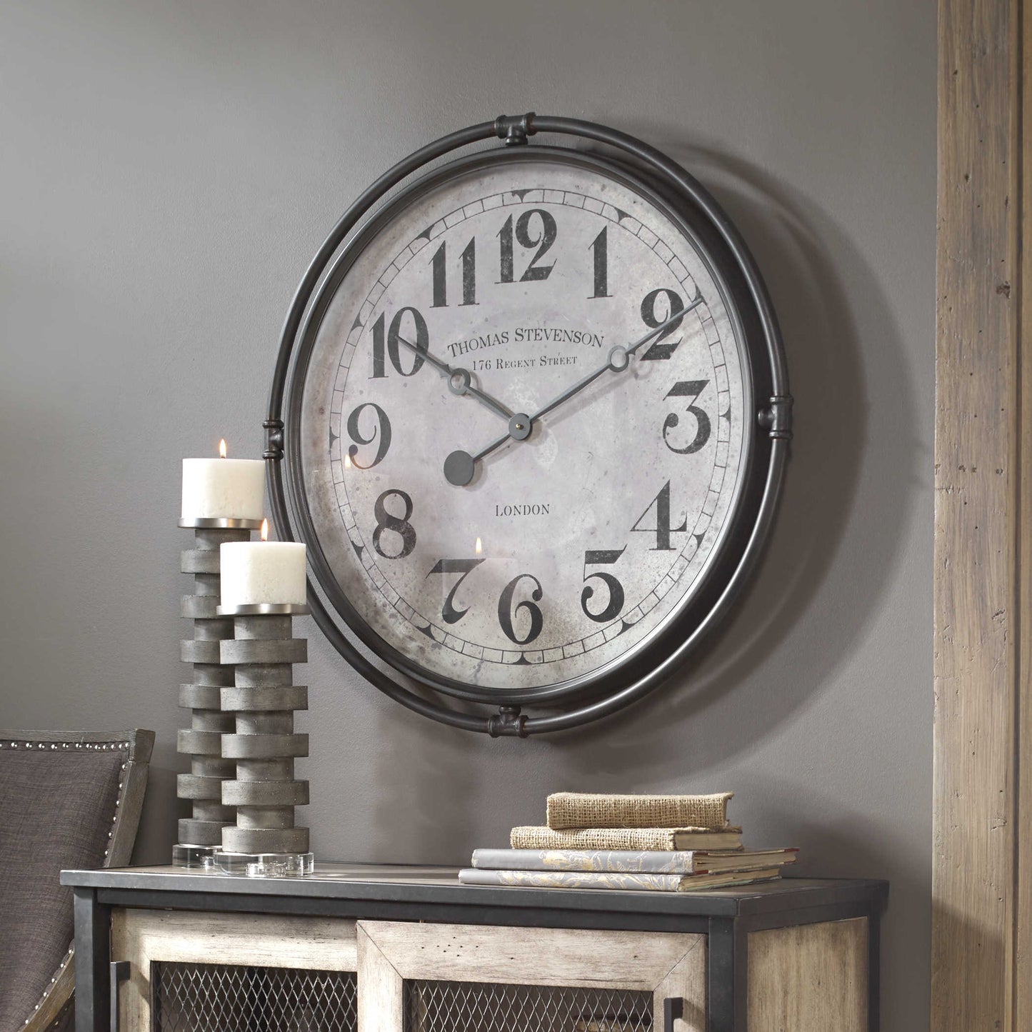 Smoke Gray Aged Clock