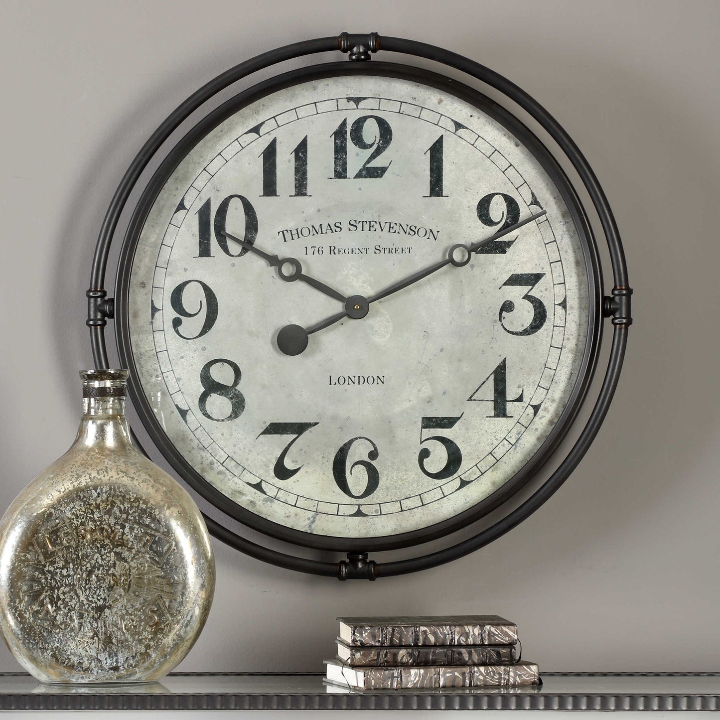 Smoke Gray Aged Clock