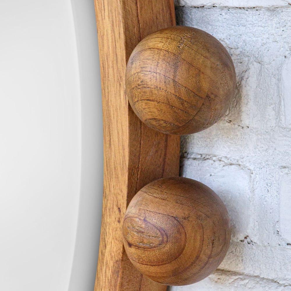 Solid Mango Wood Round Mirror