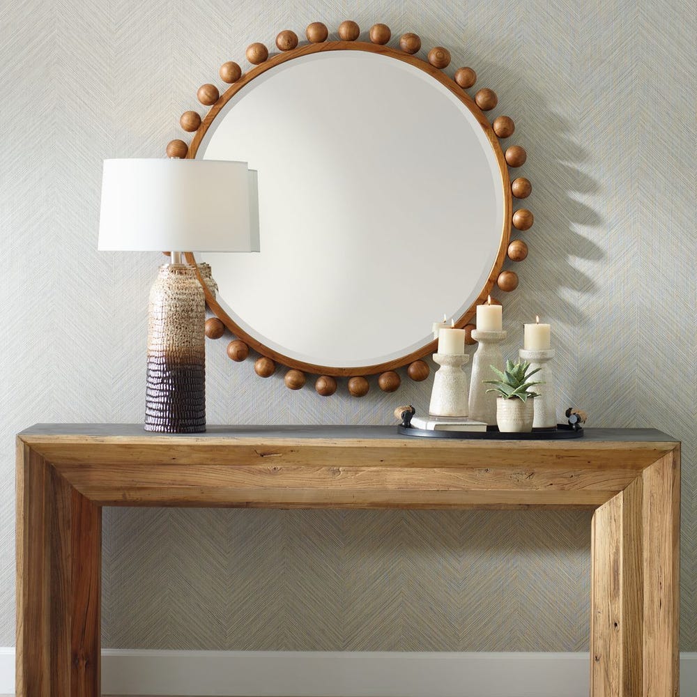 Solid Mango Wood Round Mirror