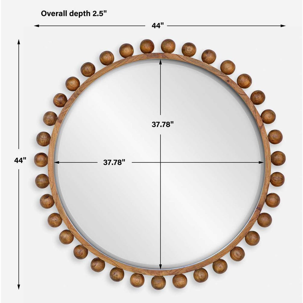 Solid Mango Wood Round Mirror
