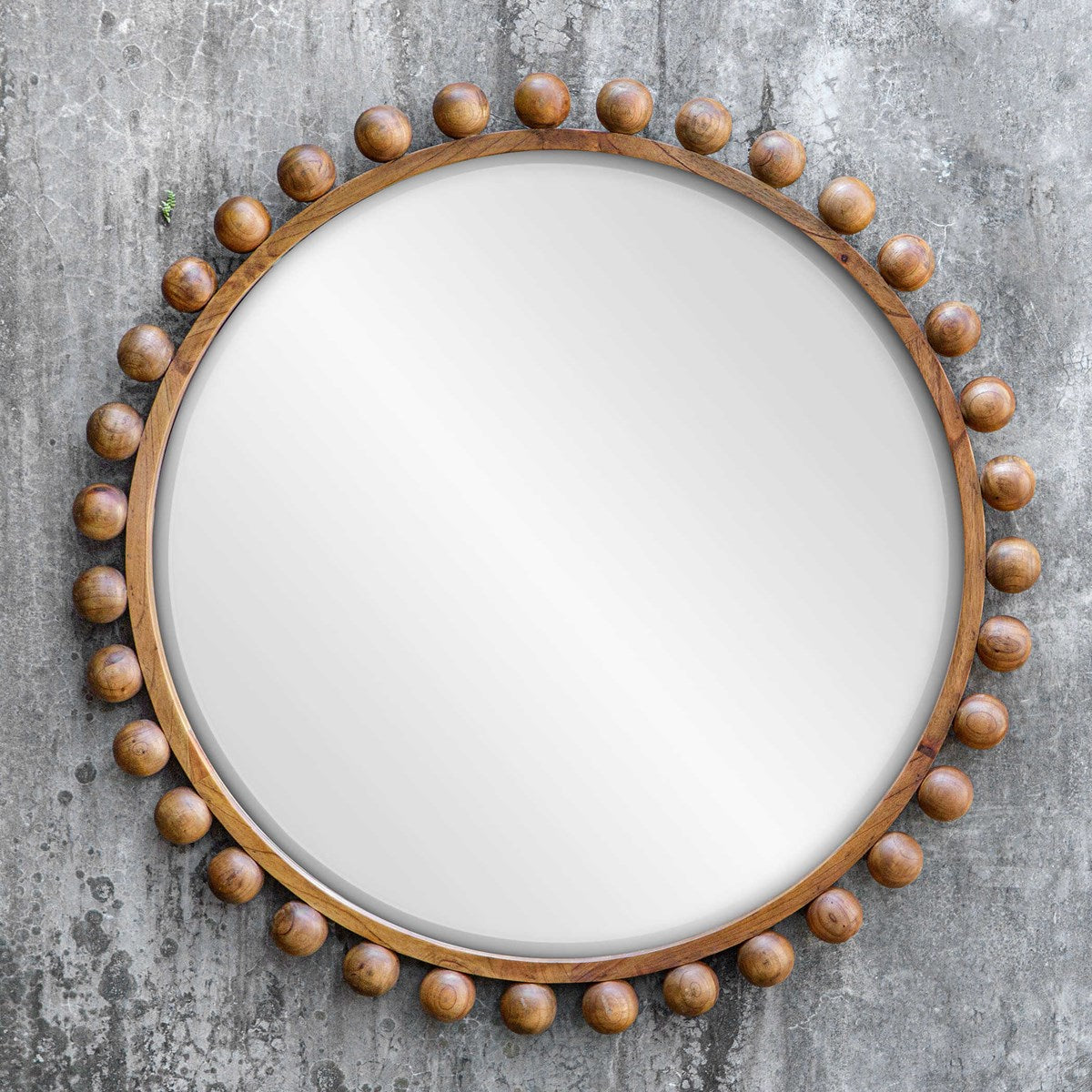 Mango Wood Round Mirror 44"