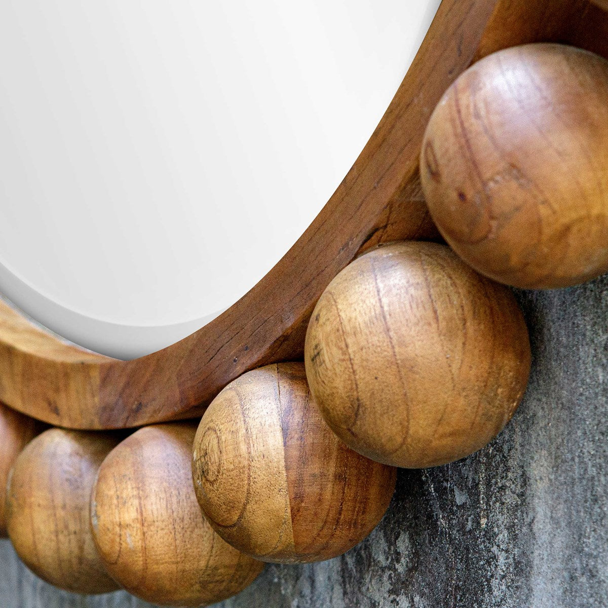 Mango Wood Round Mirror 44"