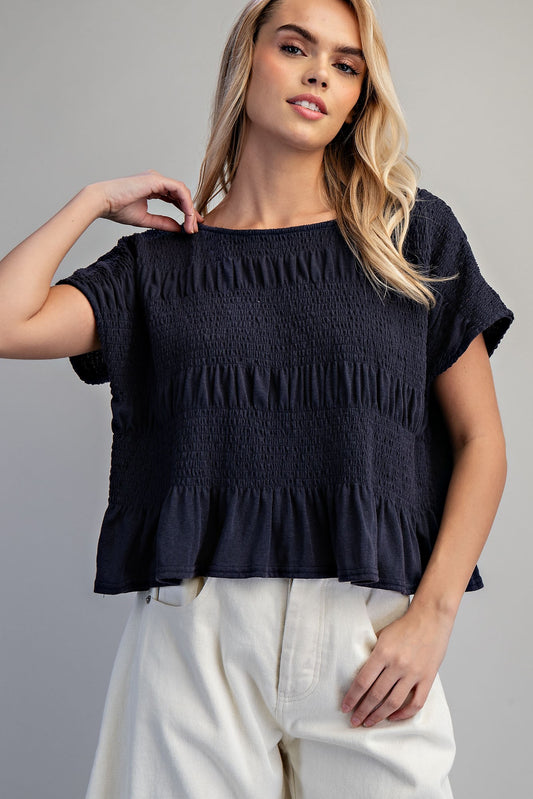Mineral Washed Smocked Top