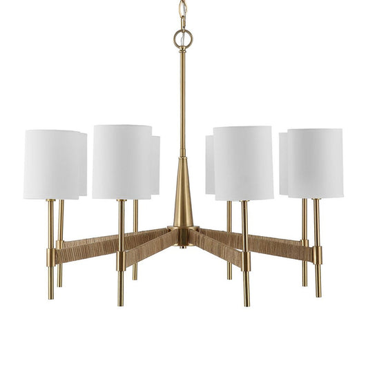 Warm Brass and Linen 8-light Chandelier
