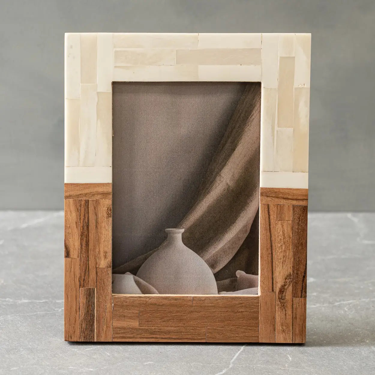 Half Split Wood & Bone Photo Frame