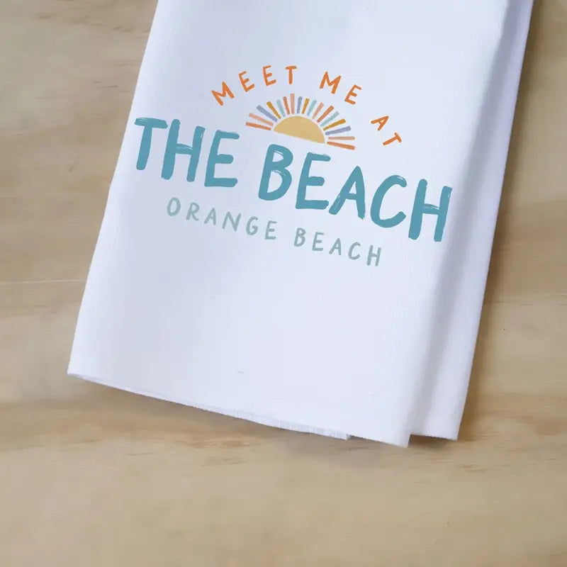 Meet Me At The Beach Rectangle Tea Towel
