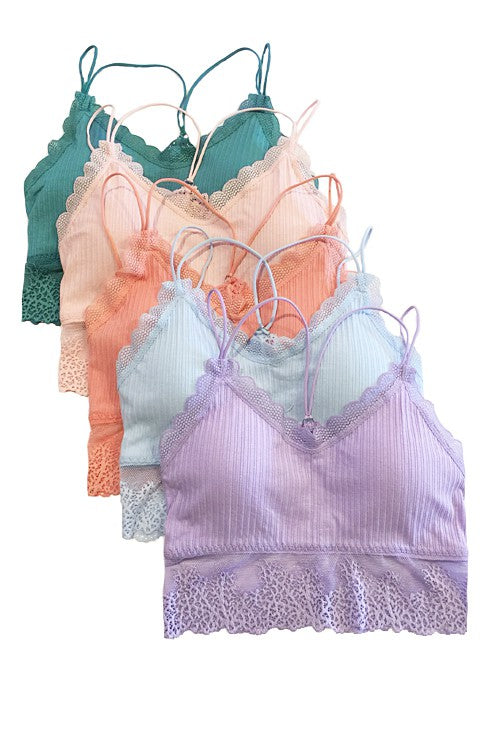 Ribbed Lace Bralette - Coastal Elegance and Comfort