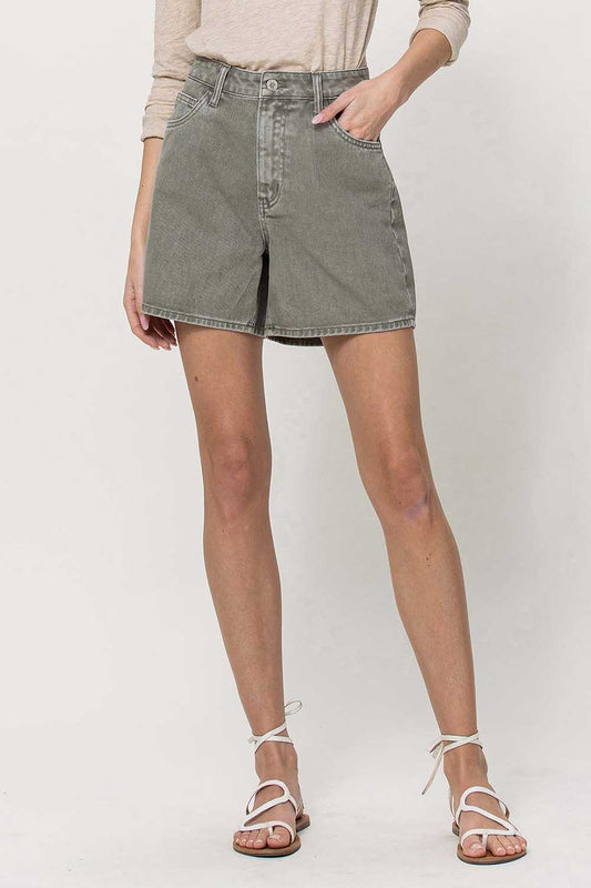 Super High Rise Olive Mom Shorts