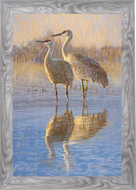 Sandhill Cranes framed art 30 x 42