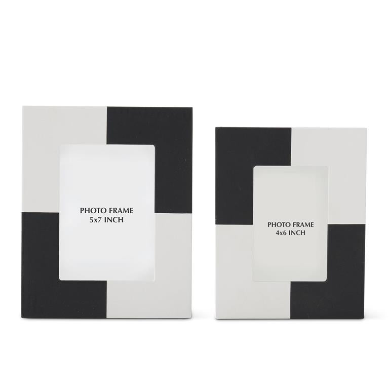 Black & White Vegan Leather Photo Frame