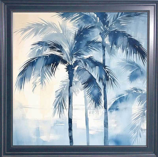 Blue Palm Trees Art Blue Frame 32x32