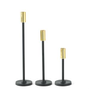 Black Metal Slender Taper Candleholders w/Gold Tops