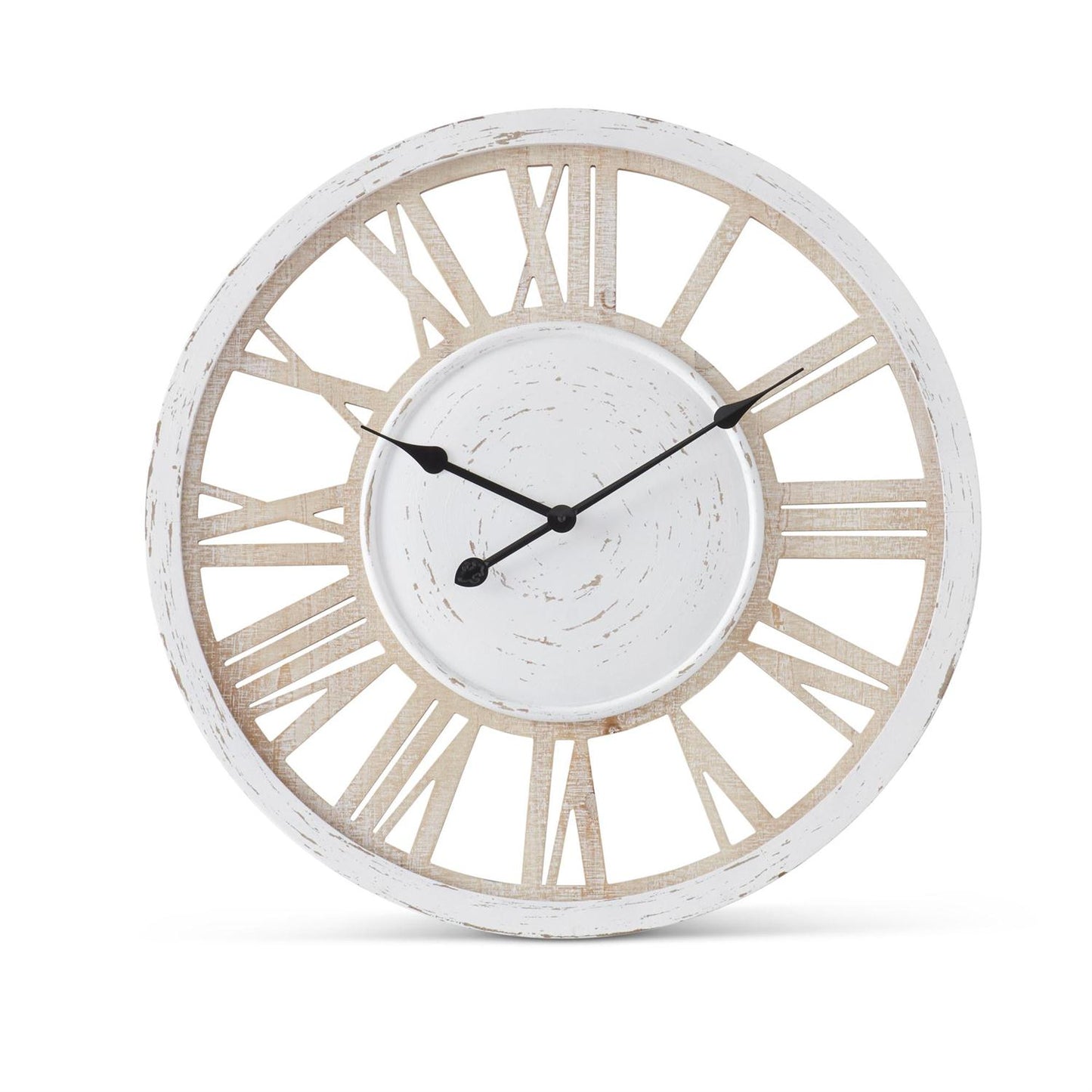 White & Natural Wood Wall Clock