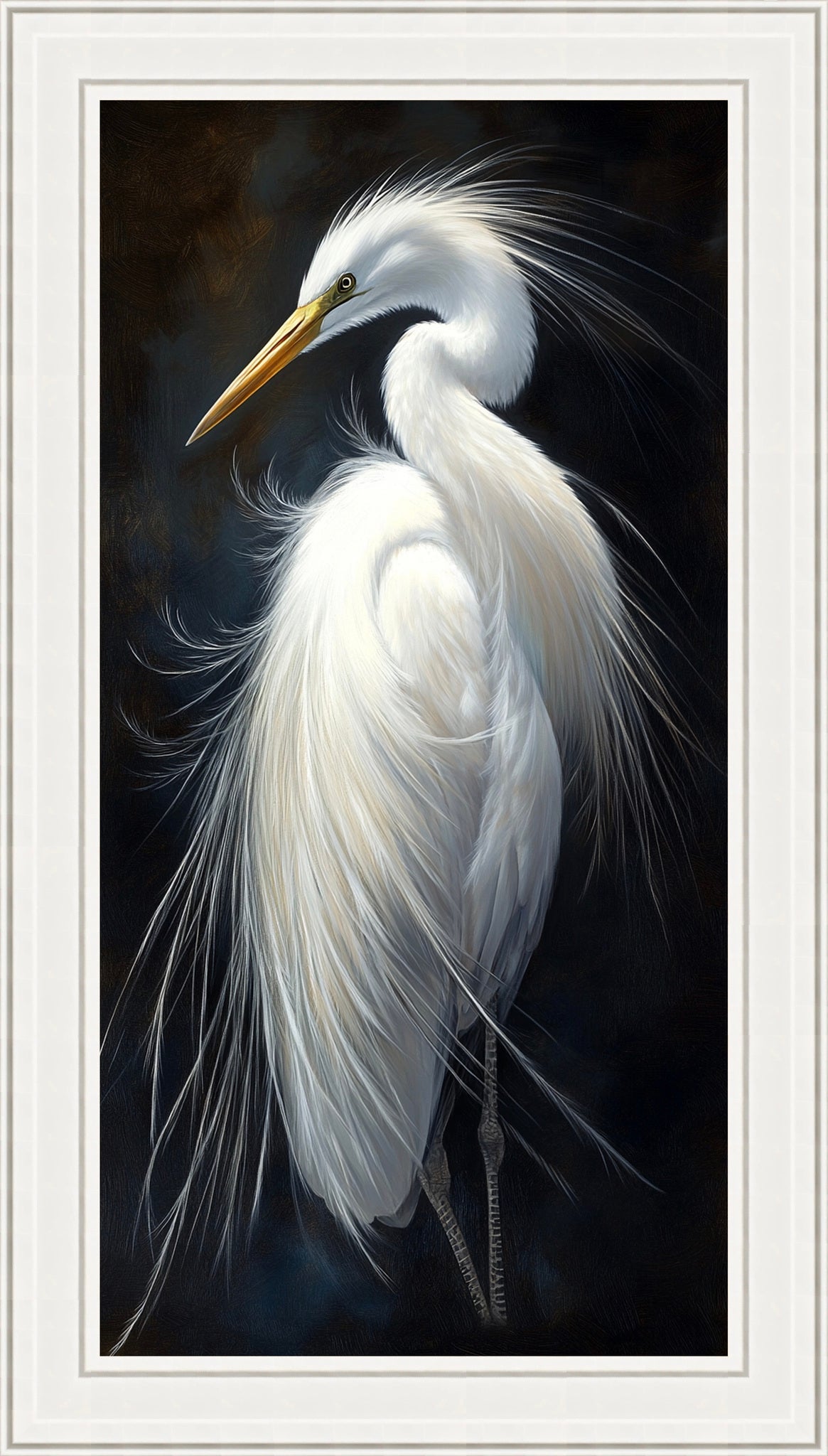 Great Egret Framed Art  26 x 48