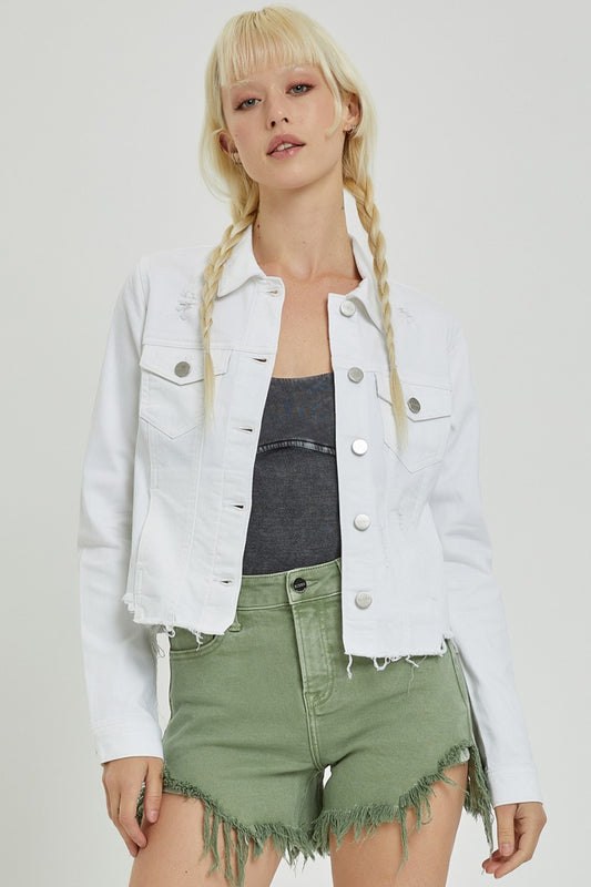 Denim Fray Hem Jacket