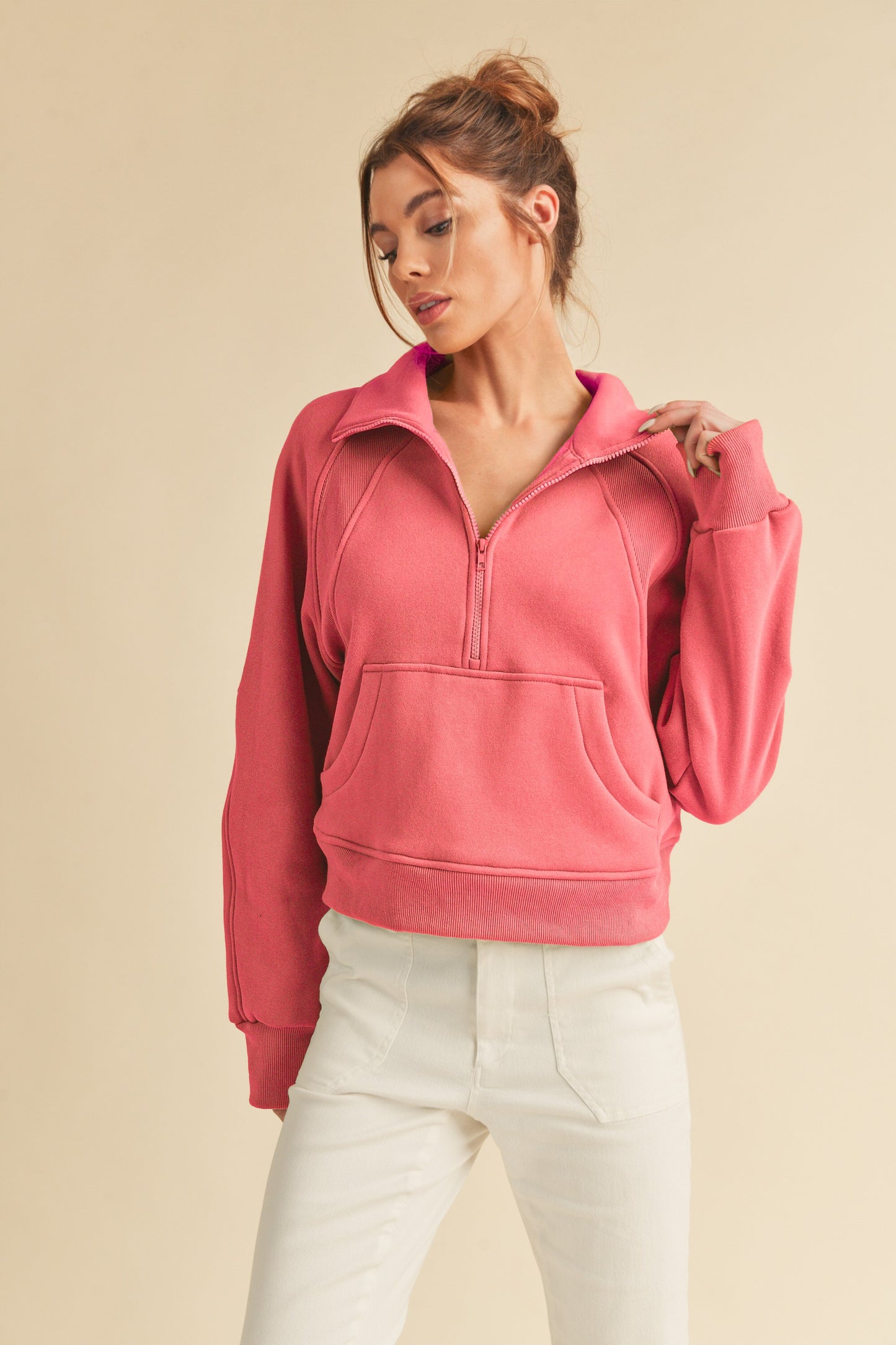 Dove Neck  Half Zip Sweatshirt