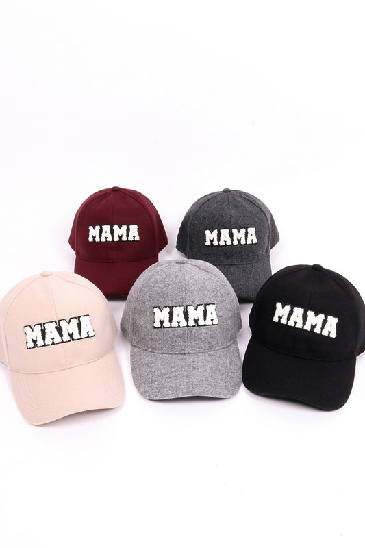 Chenille MAMA Face Wool touch Baseball Cap