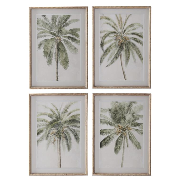 27.5 Inch Light Fir Wood Framed Palm Tree Print