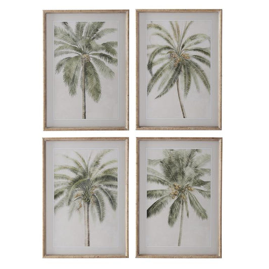 27.5 Inch Light Fir Wood Framed Palm Tree Print
