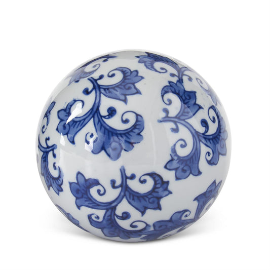 4 Inch Blue & White Ceramic Chinoiserie Ball